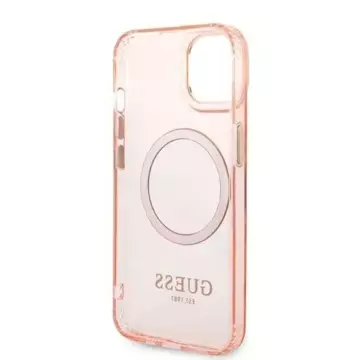 Etui Guess GUHMP14MHTCMP pre Apple iPhone 14 Plus 6,7" ružové/ružové pevné puzdro Gold Outline Translucent MagSafe