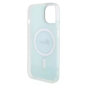 Etui Guess GUHMP15SHITSQ pre iPhone 15 6,1" turkusovo/tyrkysové pevné puzdro IML Iridescent MagSafe