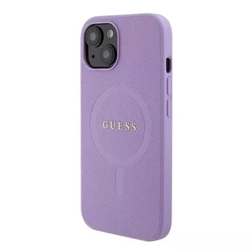 Etui Guess GUHMP15SPSAHMCU na iPhone 15 6,1" fioletovy/fialovy pevny obal Saffiano MagSafe