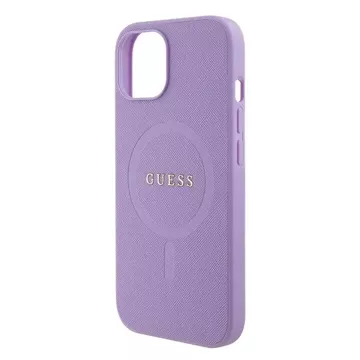 Etui Guess GUHMP15SPSAHMCU na iPhone 15 6,1" fioletovy/fialovy pevny obal Saffiano MagSafe