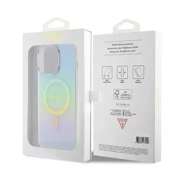 Etui Guess GUHMP15XHITSQ pre iPhone 15 Pro Max turkusovo/tyrkysové pevné puzdro IML Iridescent MagSafe