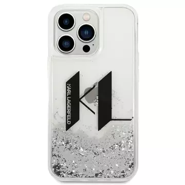 Etui Karl Lagerfeld KLHCP14XLBKLCS na iPhone 14 Pro Max 6,7" pevný obal Liquid Glitter Big KL srebrny/strieborný