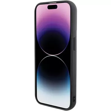 Etui Karl Lagerfeld KLHCP15LGKNPSK na iPhone 15 Pro 6,1" čierny/čierny pevný obal s pevným trblietavým logom Ikonik kovový špendlík