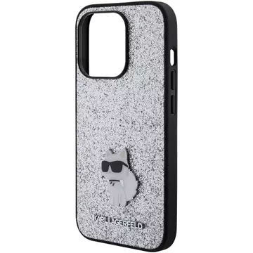 Etui Karl Lagerfeld KLHCP15XGCNPSG do iPhone 15 Pro Max 6,7" srebrný/strieborný pevný obal Pevný trblietavý chupette Logo kovový špendlík