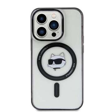 Etui Karl Lagerfeld KLHMP15LHCHNOTK na iPhone 15 Pro 6,1" priehľadné pevné puzdro IML Choupette`s Head MagSafe