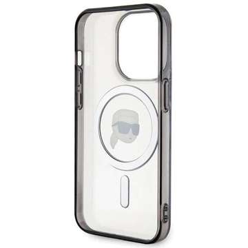 Etui Karl Lagerfeld KLHMP15LHKHNOTK na iPhone 15 Pro 6,1" priehľadné pevné puzdro IML Karl`s Head MagSafe