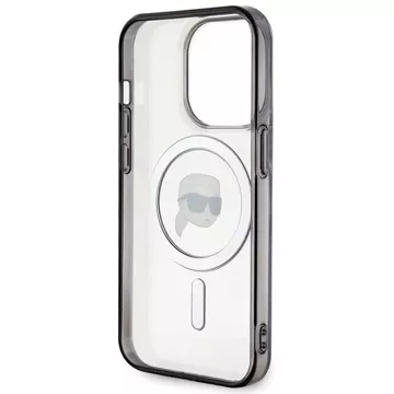 Etui Karl Lagerfeld KLHMP15XHKHNOTK na iPhone 15 Pro Max 6,7" priehľadné pevné puzdro IML Karl`s Head MagSafe