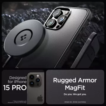 Etui Spigen Rugged Armor Mag Magsafe do Apple iPhone 15 Pro Matte Black