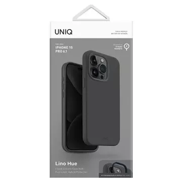 Etui UNIQ Lino Hue do iPhone 15 Pro 6,1" Magclick Charging szary/charcoal gray