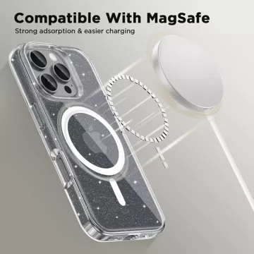 Etui iPhone 16 Pro Max Flexair Hybrid MagSafe na telefón Glitter