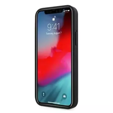 Etui na telefón BMW BMHCP12LRSCSK do Apple iPhone 12 Pro Max 6,7" čierne/čierne pevné puzdro Kožené perforované strany