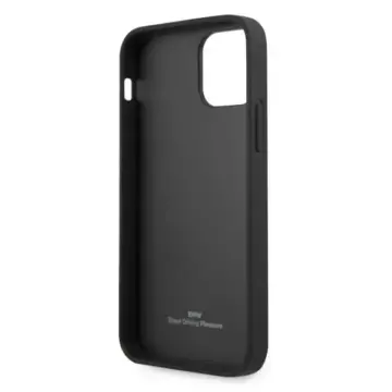 Etui na telefón BMW BMHCP12LRSCSK do Apple iPhone 12 Pro Max 6,7" čierne/čierne pevné puzdro Kožené perforované strany