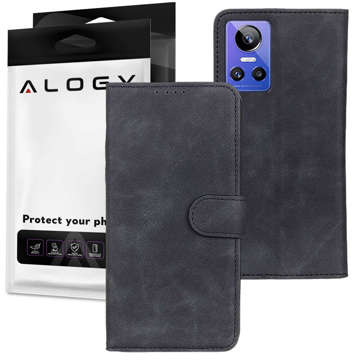 Flip peňaženka Alogy magnetické kožené puzdro pre Realme GT Neo 3 Global Black
