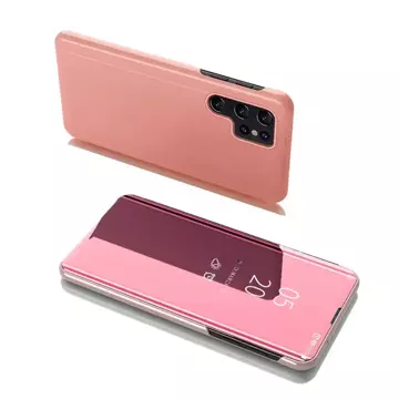 Flipový kryt Clear View Case pre Samsung Galaxy S22 Ultra ružový