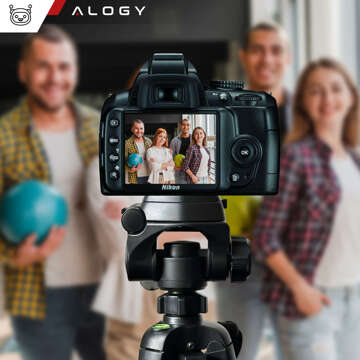 Fotografovanie so statívom Statív Univerzálny stojan na fotoaparát 1/4 držiak na telefón s fotoaparátom 170 cm Alogy Black