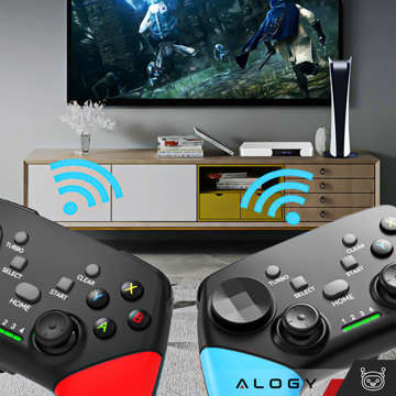 Gamepad Pad Wireless Bluetooth Alogy Herný ovládač Držiak telefónu Android iOS PS3 PS4 PC TV Nintendo Switch Joystick čierny