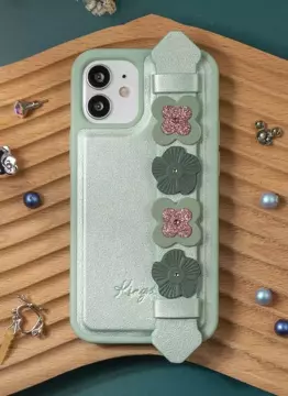 Gélové puzdro Kingxbar Sweet Series zdobené originálnymi kryštálmi Swarovski s mini zeleným stojanom na iPhone 12