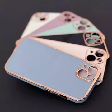 Gélový kryt Lighting Color Case na iPhone 12 Pro so zlatým rámom fialový
