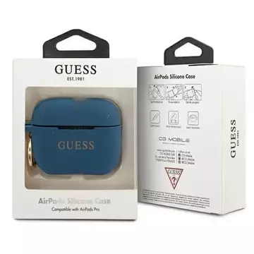 Guess GUACAPSILGLBL AirPods Pro obal niebieski/modrý silikónový glitrový