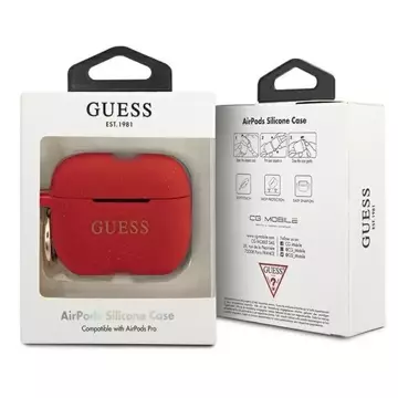 Guess GUACAPSILGLRE AirPods Pro kryt čierny/červený silikónový trblietok