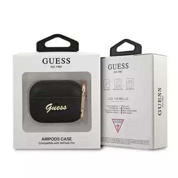 Guess GUAPSASMK AirPods Pro kryt czarny/black Saffiano Script Metal Collection