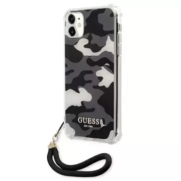 Guess GUHCN61KSARBK iPhone 11 6,1" čierny/čierny pevný obal Camo Collection