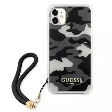 Guess GUHCN61KSARBK iPhone 11 6,1" čierny/čierny pevný obal Camo Collection