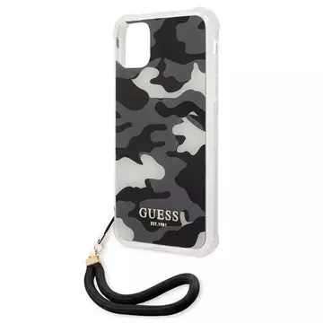 Guess GUHCN61KSARBK iPhone 11 6,1" čierny/čierny pevný obal Camo Collection