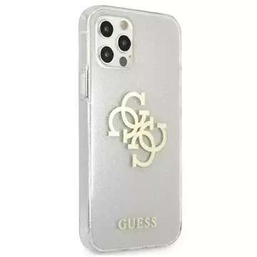 Guess GUHCP12LPCUGL4GTR iPhone 12 Pro Max 6,7" priehľadné pevné puzdro Glitter 4G Big Logo