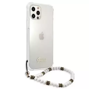 Guess GUHCP12MKPSWH iPhone 12/12 Pro 6,1" priehľadné pevné puzdro White Pearl