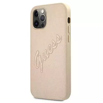 Guess GUHCP12MRSAVSLG iPhone 12/12 Pro 6,1" zlatý/zlatý pevný obal Saffiano Vintage Script
