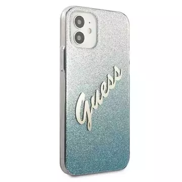 Guess GUHCP12SPCUGLSBL iPhone 12 mini 5,4" niebieski/modré pevné puzdro Glitter Gradient Script