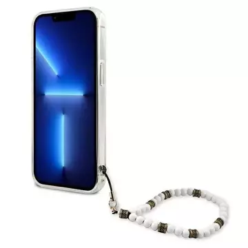 Guess GUHCP13LKPSWH iPhone 13 Pro / 13 6,1" priehľadné pevné puzdro White Pearl