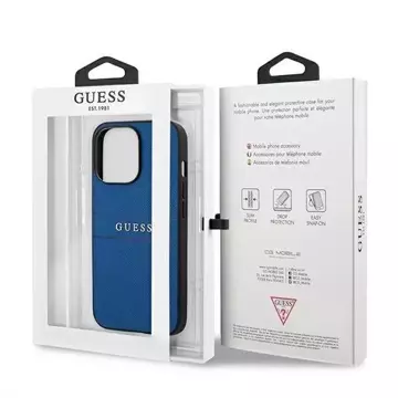 Guess GUHCP13LPSASBBL iPhone 13 Pro / 13 6,1" niebieski/modrý remienok Saffiano