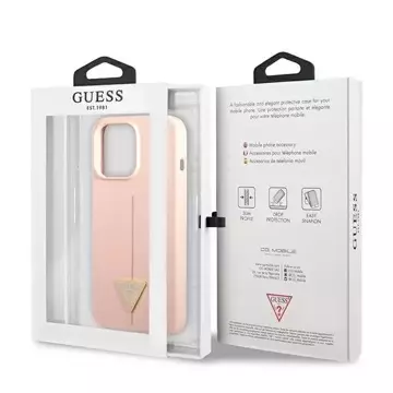 Guess GUHCP13LSLTGP iPhone 13 Pro / 13 6,1" ružovo-ružové pevné puzdro silikónový trojuholník