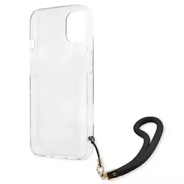 Guess GUHCP13MKCABBK iPhone 13 6,1" čierne/čierne pevné puzdro Camo Strap Collection