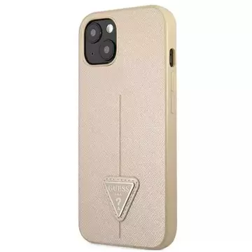 Guess GUHCP13MPSATLE iPhone 13 6,1" beżowy/béžový pevný obal SaffianoTriangle Logo