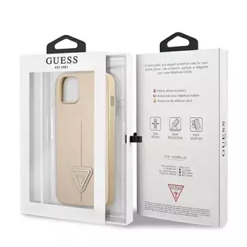 Guess GUHCP13MPSATLE iPhone 13 6,1" beżowy/béžový pevný obal SaffianoTriangle Logo