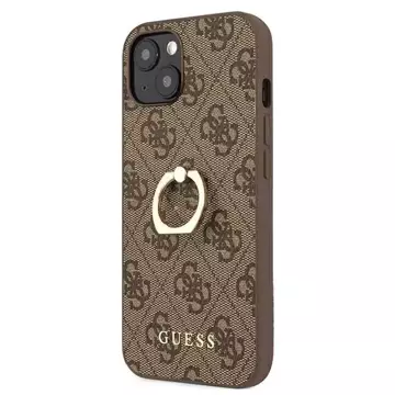 Guess GUHCP13S4GMRBR iPhone 13 mini 5,4" brązový/hnedý pevný obal 4G s kruhovým stojanom