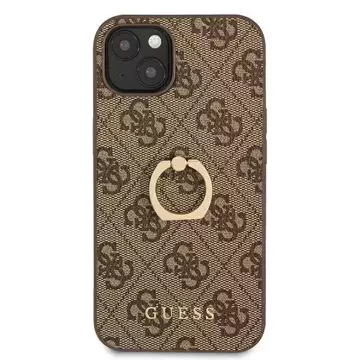 Guess GUHCP13S4GMRBR iPhone 13 mini 5,4" brązový/hnedý pevný obal 4G s kruhovým stojanom