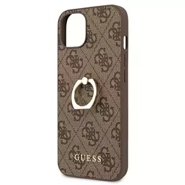 Guess GUHCP13S4GMRBR iPhone 13 mini 5,4" brązový/hnedý pevný obal 4G s kruhovým stojanom