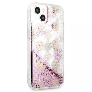 Guess GUHCP13SLGPEPI iPhone 13 mini 5,4" różowy/ružové pevné puzdro Peony Liquid Glitter