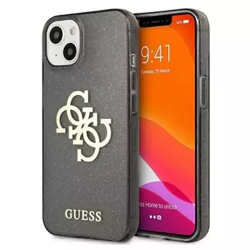 Guess GUHCP13SPCUGL4GBK iPhone 13 mini 5,4" čierne/čierne pevné puzdro Glitter 4G Big Logo
