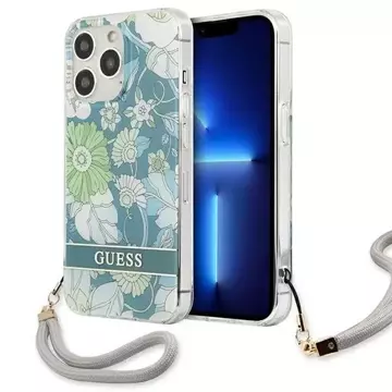 Guess GUHCP13XHFLSN iPhone 13 Pro Max 6,7" zielony/zelené pevné puzdro Flower Strap