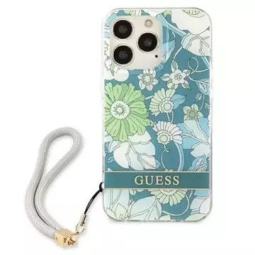 Guess GUHCP13XHFLSN iPhone 13 Pro Max 6,7" zielony/zelené pevné puzdro Flower Strap