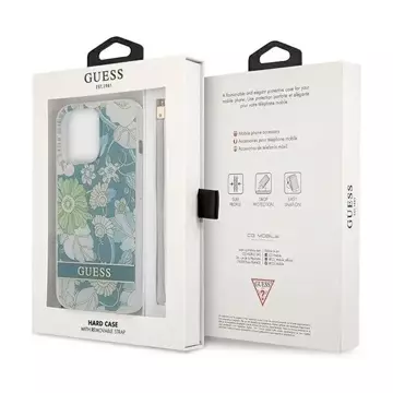 Guess GUHCP13XHFLSN iPhone 13 Pro Max 6,7" zielony/zelené pevné puzdro Flower Strap