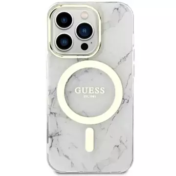 Guess GUHMP14LPCUMAH puzdro na telefón pre Apple iPhone 14 Pro 6,1" bielo/biele pevné puzdro Marble MagSafe