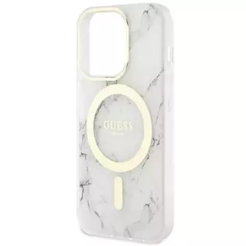 Guess GUHMP14LPCUMAH puzdro na telefón pre Apple iPhone 14 Pro 6,1" bielo/biele pevné puzdro Marble MagSafe