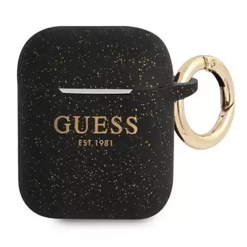 Guess ochranné puzdro na kryt AirPods black/black Silicone Glitter