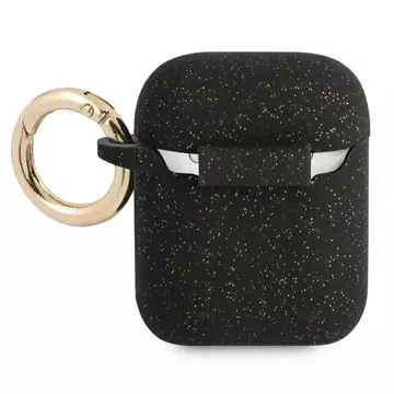 Guess ochranné puzdro na kryt AirPods black/black Silicone Glitter